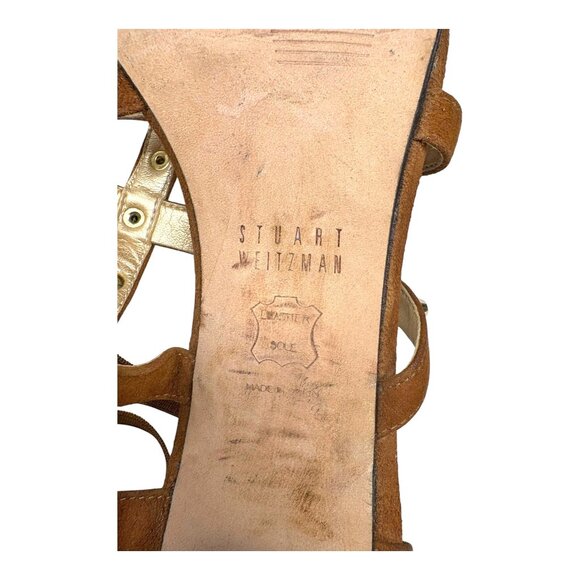 STUART WEITZMAN Cleo Rivet Camel Suede Gladiator Sandals - Picture 2 of 12